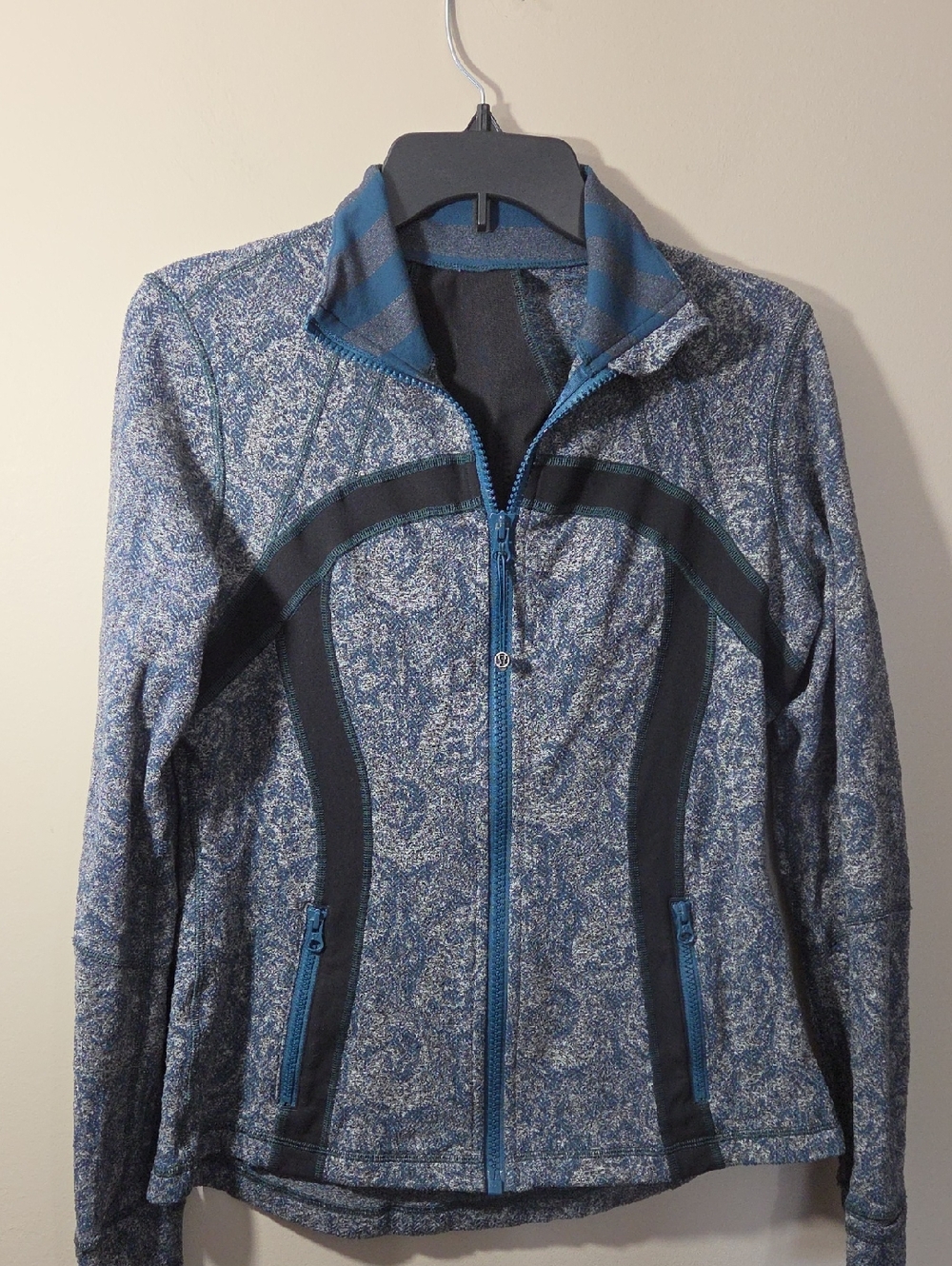 lululemon athletica Blue Marled Zip Jacket with Black Panels